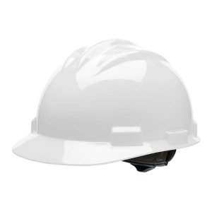 BULLARD STANDARD HARD HAT, WHITE, 4 PT FLEXGEN RATCHET, VINYL BROW PAD