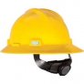 MSA FULL BRIM V-GARD HELMET WITH FAS-TRAC RATchet SUSPENSION - YELLOW
