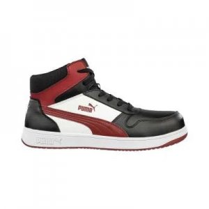 PUMA SAFETY FRONTCOURT MID BLACK/WHITE/RED S3L ESD SAFETY SHOES WITH 300°C HEAT-RESISTANT OUTSOLE