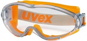 UVEX ULTRASONIC SAFETY GOGGLES ORANGE-GREY FRAME CLEAR SUPRAVISION LENS WITH UV400 PROTECTION