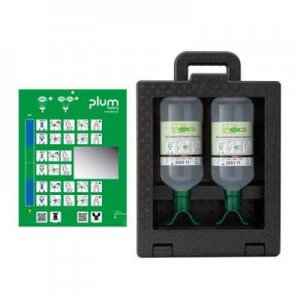 PLUM IBOX EYEWASH STATION WITH 2X1000ML 0.9% BOTTLES