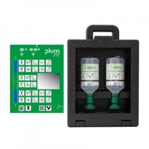 PLUM IBOX EYEWASH STATION WITH 2X500ML 0.9% EYECUP BOTTLES