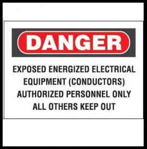 PANDUIT ADHESIVE SIGN,POLYESTER,'DANGER EXPOSED ',10