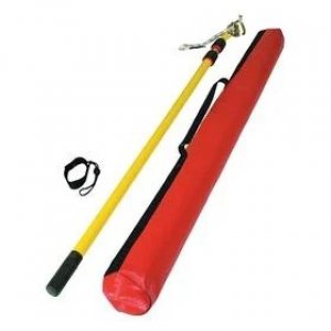 HONEYWELL 12 FT RESCUE POLE WITH CARABINER CLIP, CARABINER, PIGTAIL, MILLER WRISTBANDIT TOOL LANDYARD AND BAG