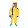 RESPIREX SIMPLAIR YELLOW PVC AIR-FED HOOD WITH RIGID VISOR & CLEAR RIGHT-OPENING POCKET