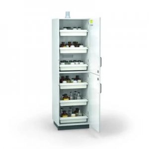 DUPERTHAL ACIDS LINE CABINET 032L, LEFT SIDE DOOR HANG (2 WING DOORS AND 6 X PULL OUT TRAYS).