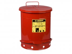 JUSTRITE 09500 14-GALLON OILY WASTE CAN WITH SELF-CLOSING COVER