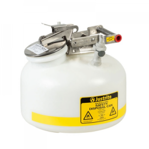 JUSTRITE 2 GAL QUICK-DISCONNECT DISPOSAL SAFETY CAN, POLYPROPYLENE FITTINGS FOR 3/8