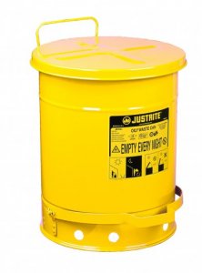 JUSTRITE 09501 14-GALLON HANDS-FREE SELF-CLOSING OILY WASTE CAN