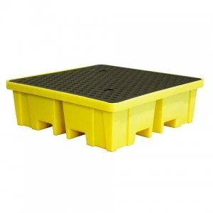 ROMOLD BUND PALLET, 4 X 205LTR DRUMS, 4WAY ENTRY, 250LTR BUND, YELLOW