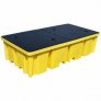 ROMOLD BUND PALLET WITH 4 WAY ENTRY FOR 2 X 1000LTR IBC, 1150LTR BUND, YELLOW