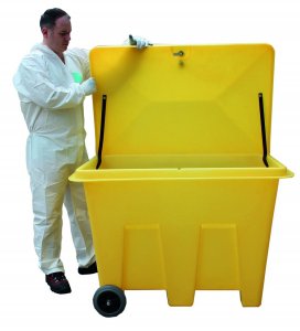 ROMOLD POLY STORAGE BIN ON WHEELS, LOOSE LID, 350LTR CAPACITY