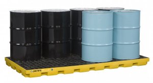 JUSTRITE 8 DRUM ECOPOLY BLEND ACCUMULATION CENTERS (RECYCLED CONTENT), YELLOW