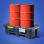 PIG POLY SPILL CONTAINMENT PALLET W/DRN, 2-DRUM STD