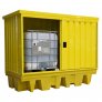 ROMOLD 8 DRUM OR 2 IBC COVERED SPILL PALLET - STEEL COVER - PE PALLET 1140 LITER SUMP