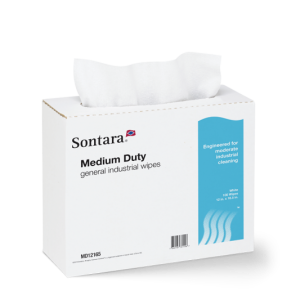 SONTARA GENERAL INDUSTRIAL MEDIUM DUTY WIPES, MD12165, WHITE, FLATFOLD, 12” X 16.5” IN SINGLE POP UP BOX (100 WIPES/BOX, 8 BOXES/CASE)