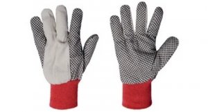 WORKGARD 10OZ COTTON POLKADOT SAFETY GLOVES WITH ENHANCED PVC GRIP - 12 PAIRS