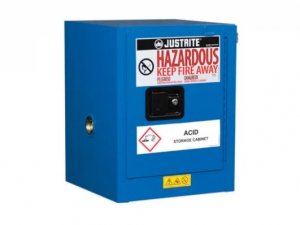 JUSTRITE 4 GAL CABINET SC RYL BLUS HAZ MAT, COUNTERTOP