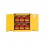 JUSTRITE 8930208 30 GALLON 2 DOOR SELF CLOSE SAFETY CABINET WITH 6 SAFETY CANS, FM APPROVED