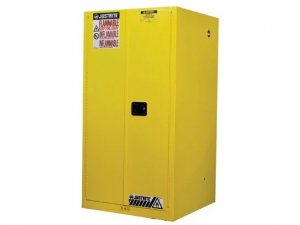 JUSTRITE 896000 60 GALLON 2 SHELF 2 DOOR MANUAL CLOSE FLAMMABLE SAFETY CABINET, FM APPROVED