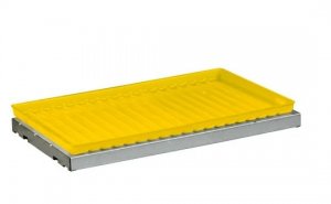 JUSTRITE 29060 CHEMICAL-RESISTANT SPILLSLOPE STEEL SHELF WITH POLYETHYLENE TRAY