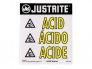 JUSTRITE 29006 LARGE HIGHLY REFLECTIVE ACID WARNING LABEL FOR SAFETY CABINETS