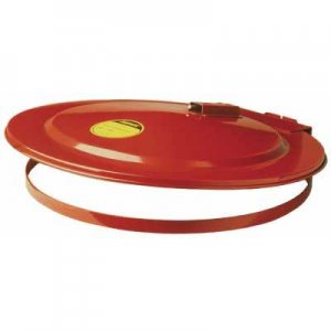 JUSTRITE DRUM COVER WITH FUSIBLE LINK FOR 30 GALLON DRUM, SELF-CLOSE, STEEL, RED - #26730