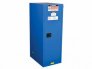 JUSTRITE 54 GALLON, 3 SHELF, 1 DOOR, SELF CLOSE CABINET, SURE-GRIP® EX DEEP SLIMLINE, BLUE