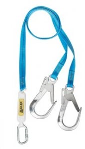 MILLER TITAN FORKED SHOCK-ABSORBING LANYARD 2M W/SCREWGATE KARABINER AND 2 SCAF HOOK