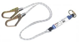 WORKSAFE WSF222-1-5M FALL PROTECTION DOUBLE ROPE SAFETY LANYARD WITH ENERGY ABSORBER & ALUMINIUM SCAFFOLD HOOKS