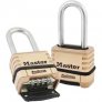 MASTER LOCK PRO SERIES 2-1/4IN (57MM) WIDE BRASS RESETTABLE COMBINATION PADLOCK, BRASS - EXTRA LONG STAINLESS STEEL 2-1/16IN (53MM) ROUND SHACKLE