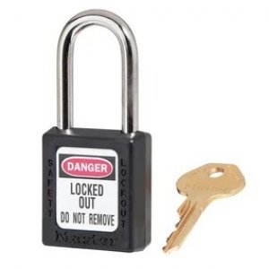 MASTER LOCK THERMOPLASTIC SAFETY PADLOCK, SHORT BODY SHACKLE 1 1/2