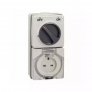 SCHNEIDER 13A 250V 3 PHASE 3 POLE FLAT PIN SOCKET IP66 GREY