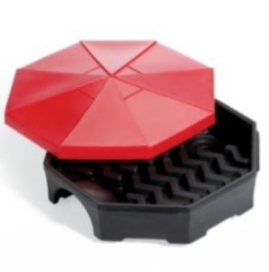 PIG DRM454 POLY DRUM FUNNEL WITH RED COVER FOR CLEAN DRAINING