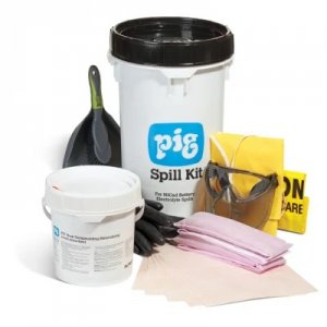 NEW PIG KIT610 NICAD BATTERY NEUTRALISING SPILL KIT WITH PPE & ABSORBENTS IN BUCKET, 3.4 GAL