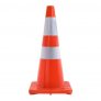 70CM UNBREAKABLE SAFETY TRAFFIC CONE WITH TWO REFLECTIVE SLEEVES