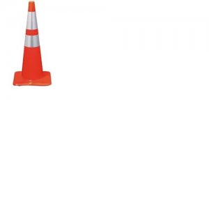 90CM UNBREAKABLE SAFETY TRAFFIC CONE WITH TWO REFLECTIVE SLEEVES