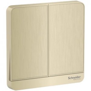 SCHNEIDER AVATARON SWITCH 16AX 250V 2-GANG 2-WAY SWITCH WITH METAL GOLD HAIRLINE FINISH