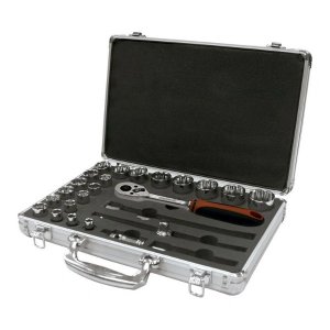 EGA MASTER 25PC 1/2 SOCKET WRENCH SET WITH 12 POINT SOCKETS AND RATCHET