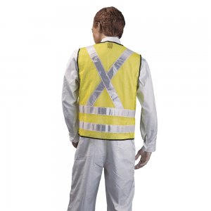 SAFETY VEST FLUO YLW MESH WT TAPE