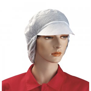 NON-WOVEN PEAKED CAP WITH SNOOD