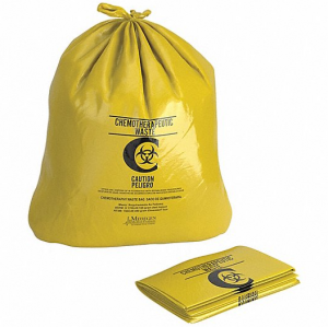 Chemo Waste Bags Capacity. 14-25-Gallon. Yellow. Legend ‘CAUTION’. Pk. of 100 Bags.