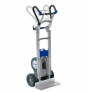 Power Liftkar HD Truck, c/w Extended Height Fold with fold out wheel carriage. 21″W x 7.25″D noseplate. Two climbing speed. 6 steps or 10-steps per minute. 24V Chargeable Battery provides power to carry 440 lbs through 220 steps / 550 lbs thro