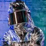 OBERON Heat reflective aluminized PBI kevlar Hood w/ Clear Gold Window. Universal size.