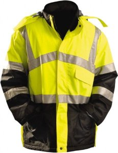 Occunomix Cold Weather Water-Proof Parka, Hi-Viz, Quilted Polyester Linings, Zipper Closure, 3 Pocket. Includes removable hood.