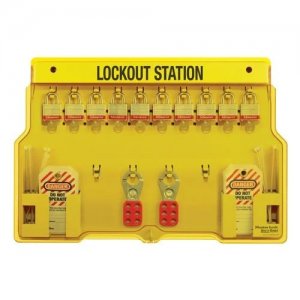LOTO Filled, Covered 10 Xenoy. Padlock Station