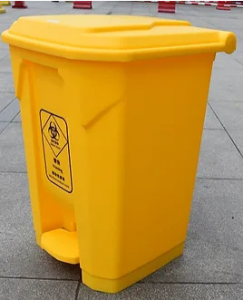 Plastic Waste Bin for Biohazard w/Pedal