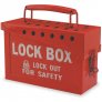 Portable Group Lockout Boxes Accommodates up to 12 padlocks maximum. Colour : Red. Dim.: 6″ x 9.25″ x 3.75″