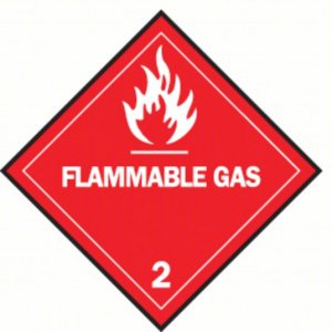Class 2 Flammable Gas, 4″ x 4″ Vinyl Labels. Roll of 250 pcs. 6R696