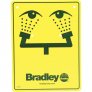 BRADLEY 114-051 Safety Sign, Eye Wash, Vertical, Yellow